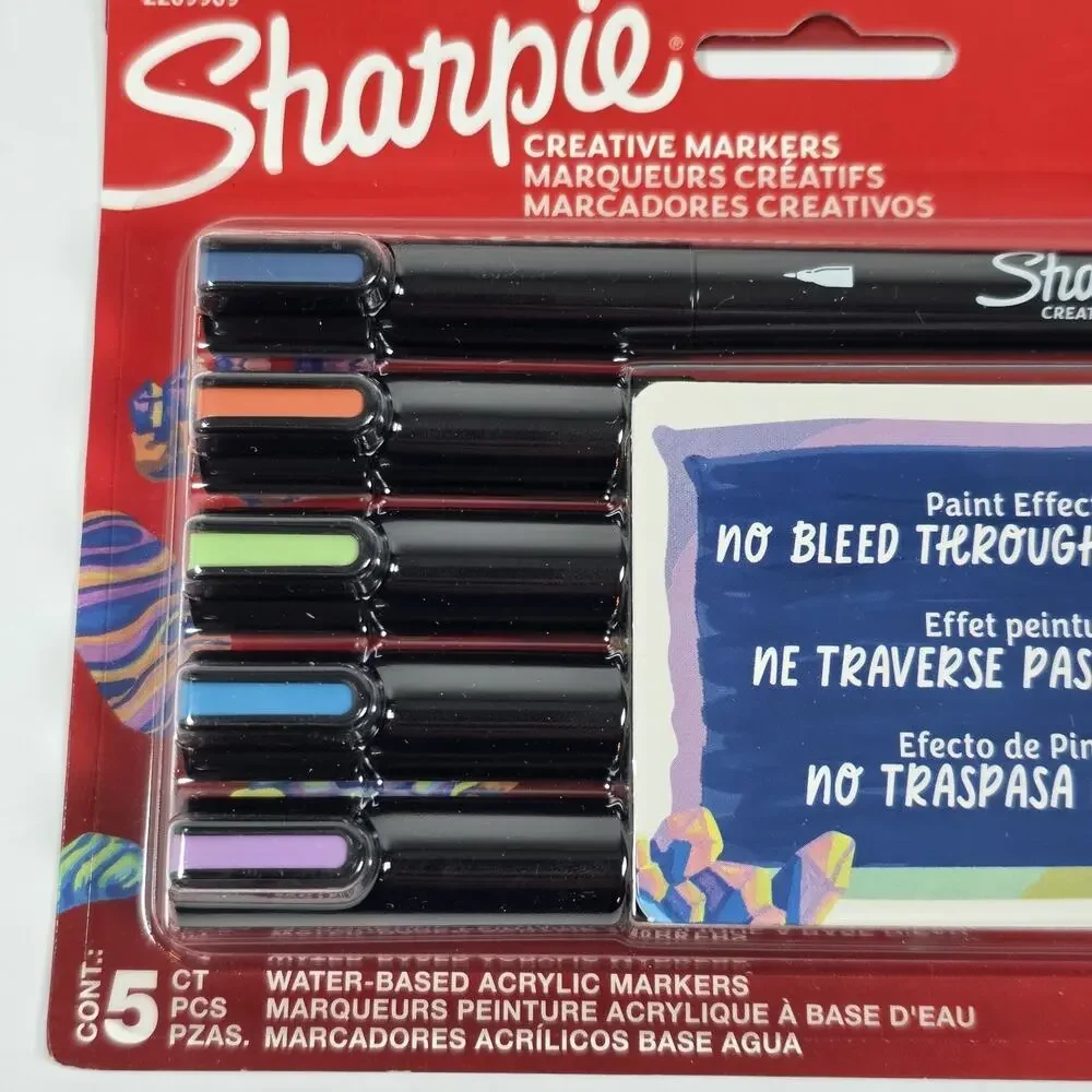 Creative Acrylic Markers Assorted Colors Brush Tip Water-Based 5 Count Set 2pk